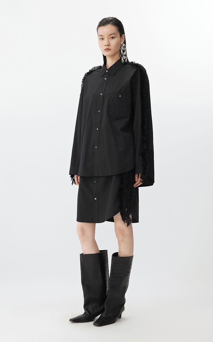 Dress / JNBY Floral Pinstripe Long Sleeve Dress