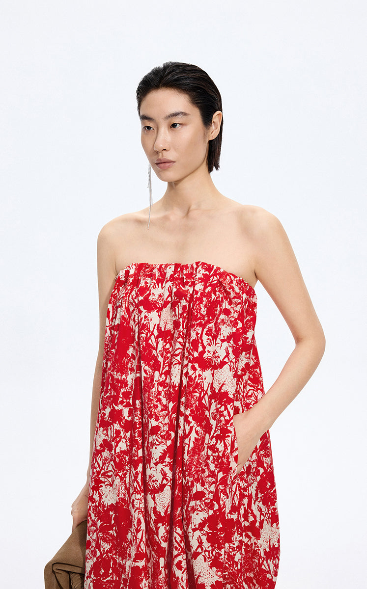 Dress / JNBY Floral Strapless A-Line Dress