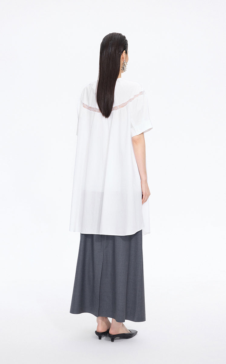Dress / JNBY Lace Panel Twist V-Neck Dress