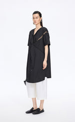 Dress / JNBY Lace Panel Twist V-Neck Dress