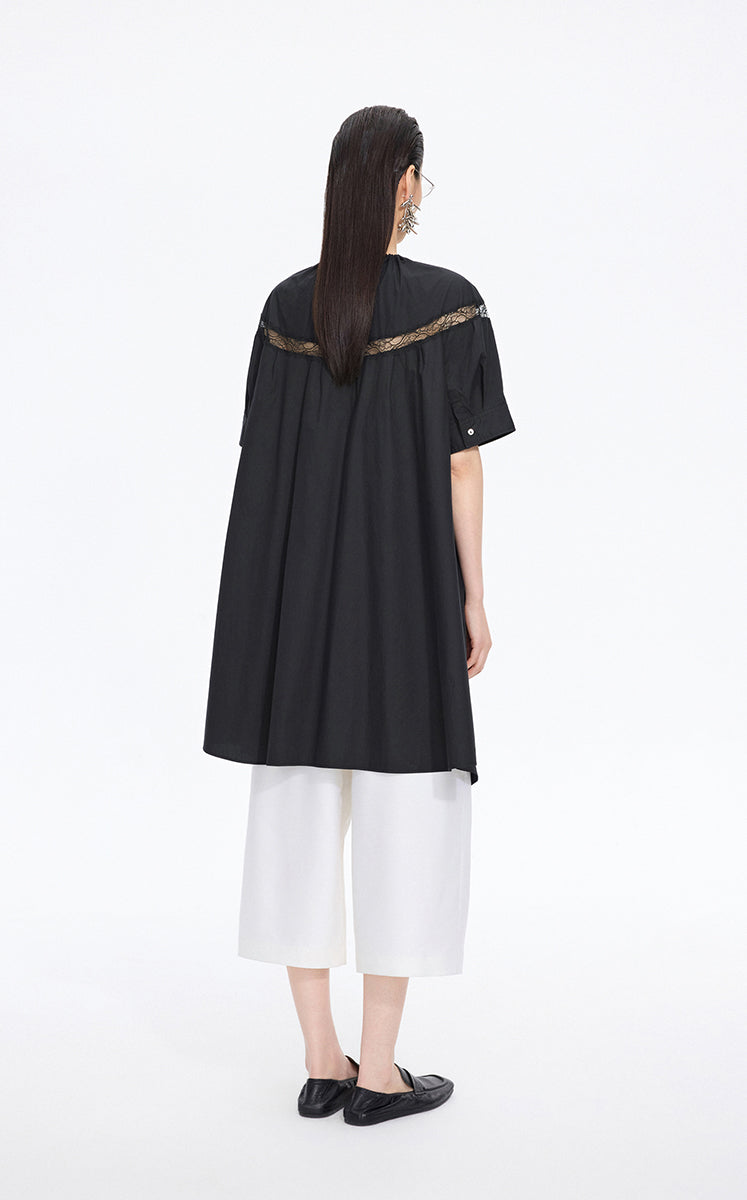 Dress / JNBY Lace Panel Twist V-Neck Dress