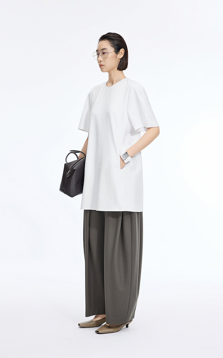 Dress / JNBY Lyocell Blend A-Line Short Sleeve Dress