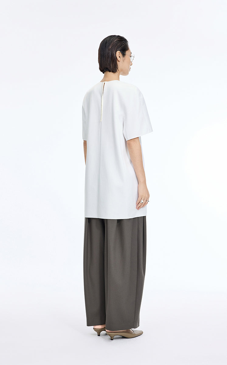Dress / JNBY Lyocell Blend A-Line Short Sleeve Dress