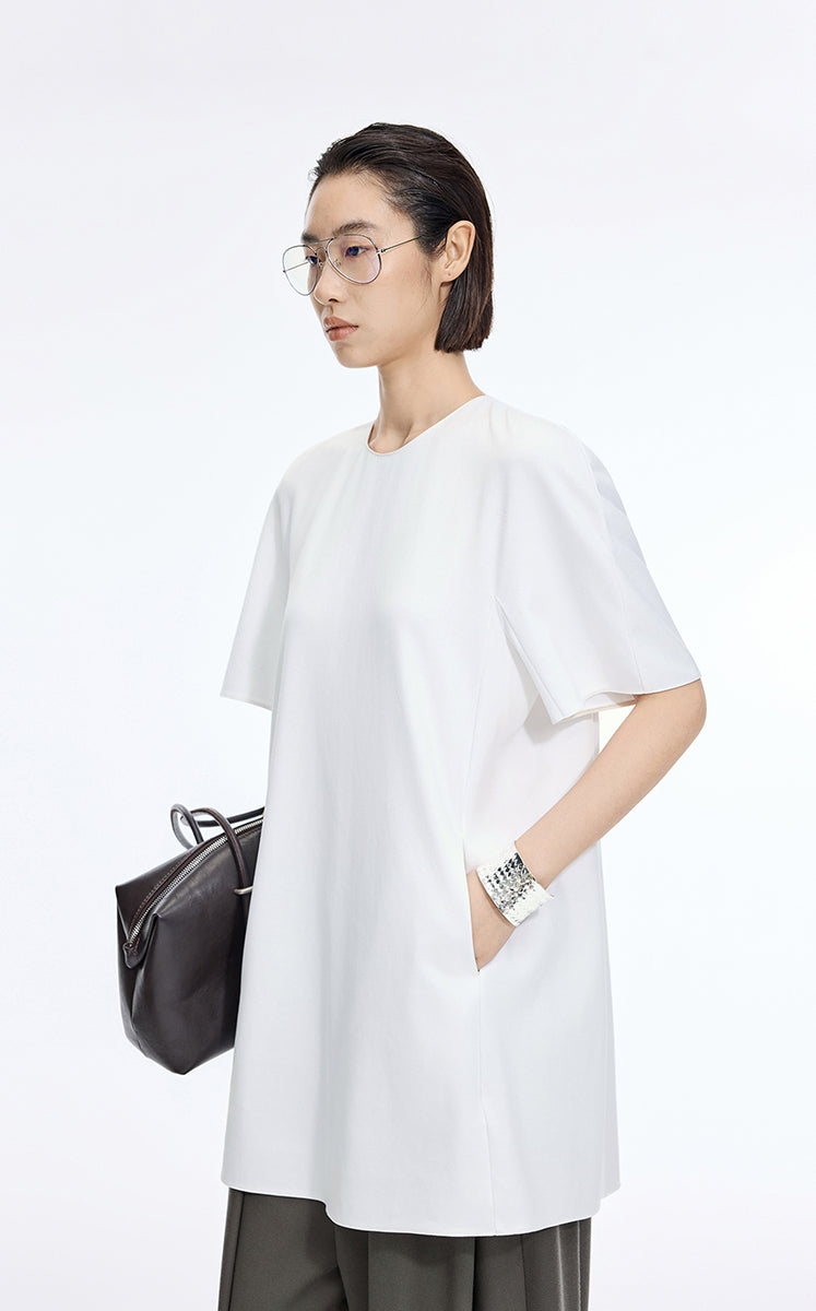 Dress / JNBY Lyocell Blend A-Line Short Sleeve Dress