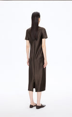 Dress / JNBY Silk Satin A-Line Short Sleeve Dress