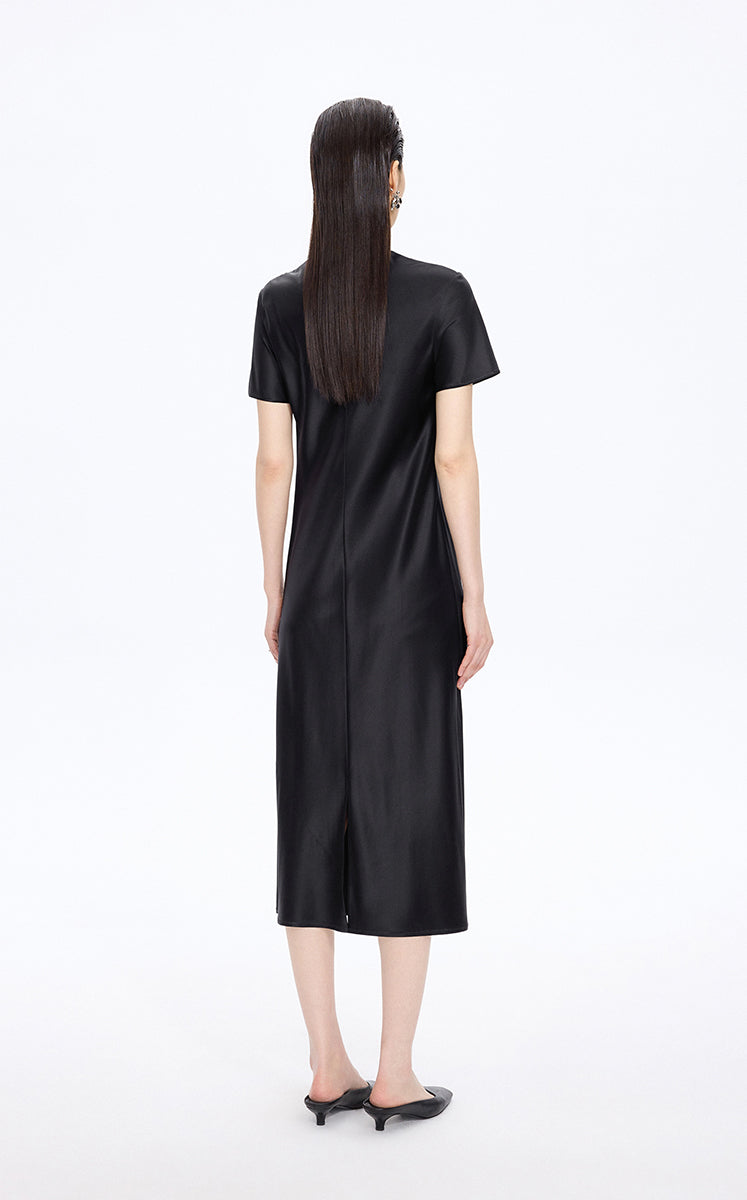 Dress / JNBY Silk Satin A-Line Short Sleeve Dress