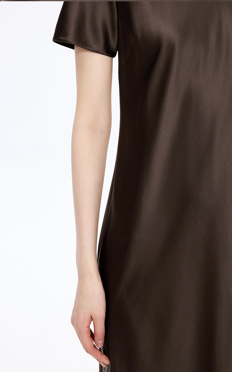 Dress / JNBY Silk Satin A-Line Short Sleeve Dress