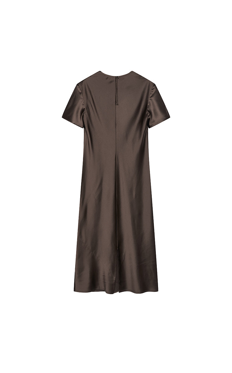 Dress / JNBY Silk Satin A-Line Short Sleeve Dress