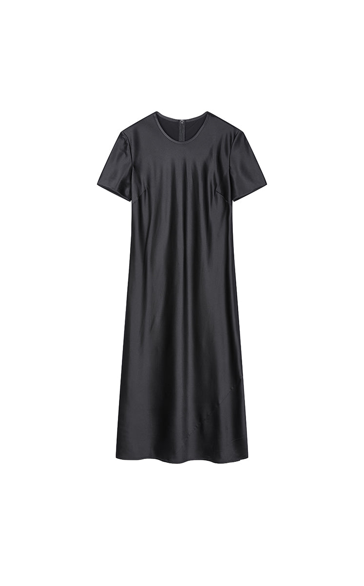 Dress / JNBY Silk Satin A-Line Short Sleeve Dress