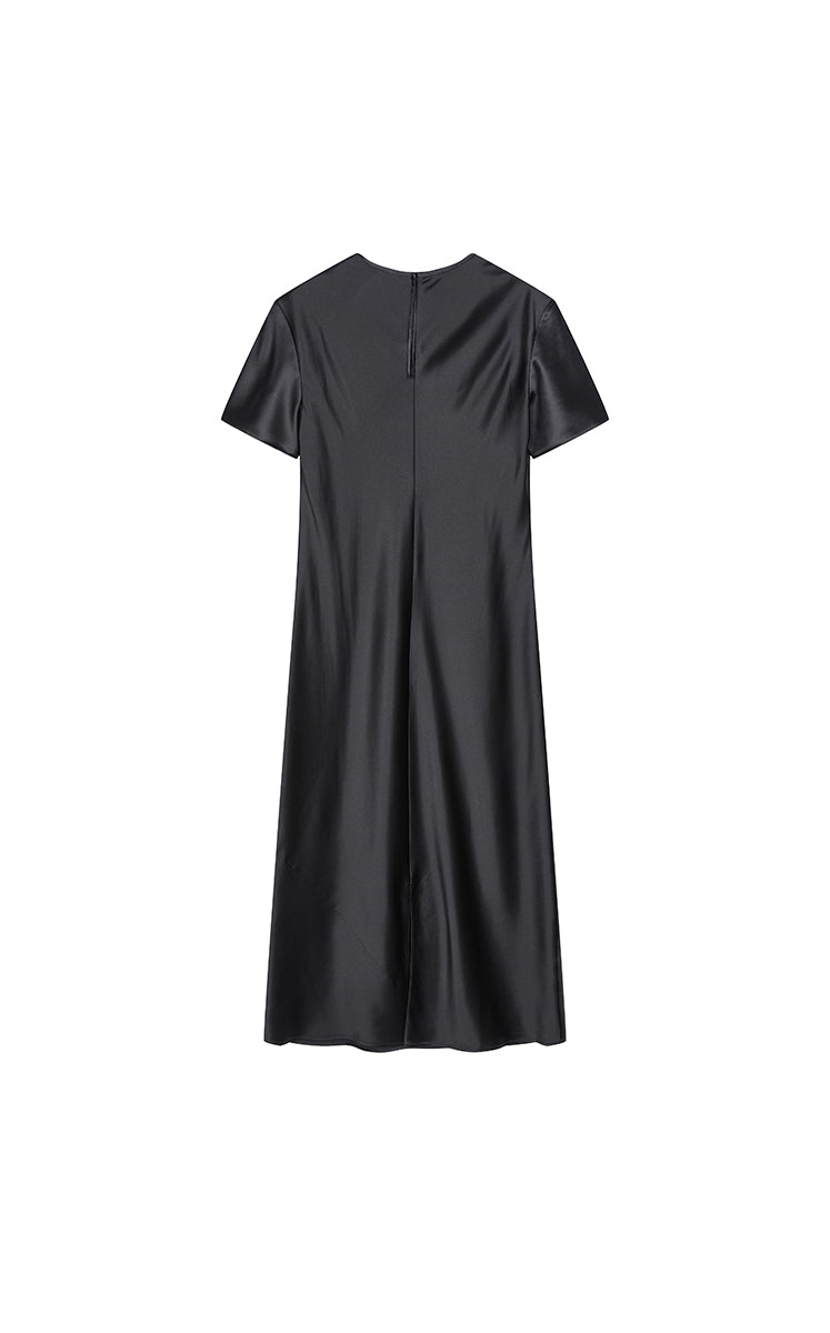 Dress / JNBY Silk Satin A-Line Short Sleeve Dress