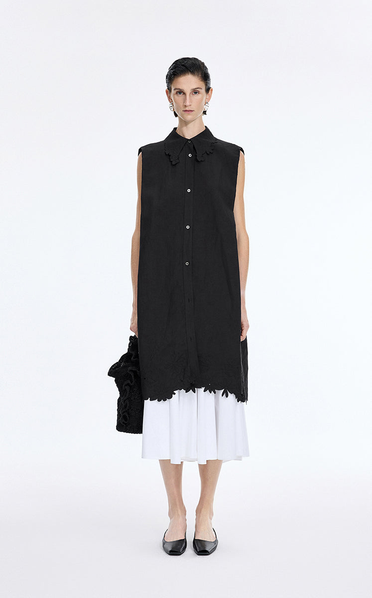 Dress / JNBY Textured Linen-Blend A-Line Sleeveless Dress