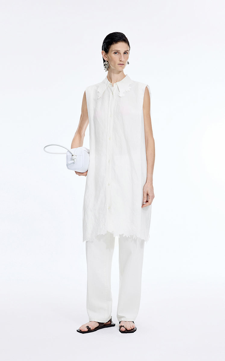 Dress / JNBY Textured Linen-Blend A-Line Sleeveless Dress