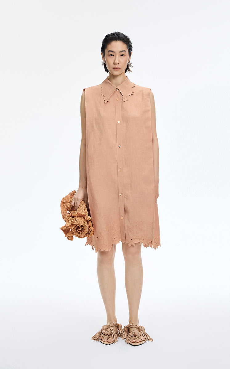 Dress / JNBY Textured Linen-Blend A-Line Sleeveless Dress