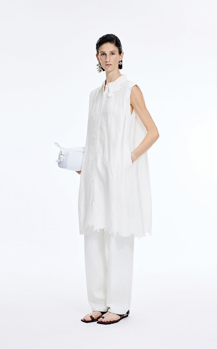 Dress / JNBY Textured Linen-Blend A-Line Sleeveless Dress