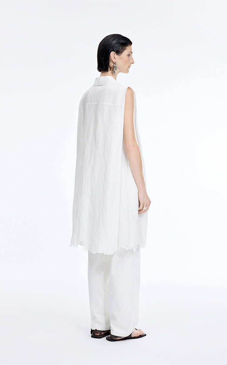 Dress / JNBY Textured Linen-Blend A-Line Sleeveless Dress