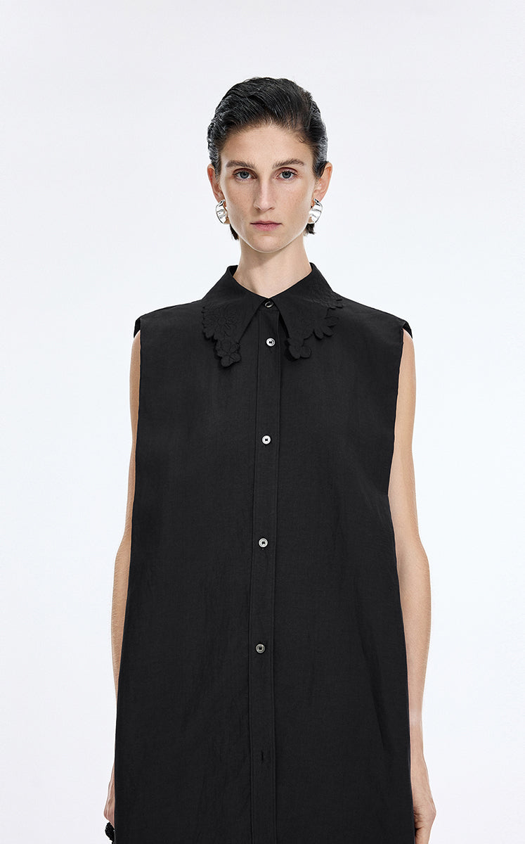 Dress / JNBY Textured Linen-Blend A-Line Sleeveless Dress