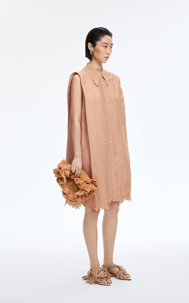 Dress / JNBY Textured Linen-Blend A-Line Sleeveless Dress