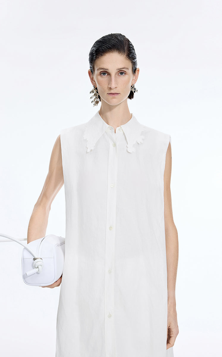 Dress / JNBY Textured Linen-Blend A-Line Sleeveless Dress