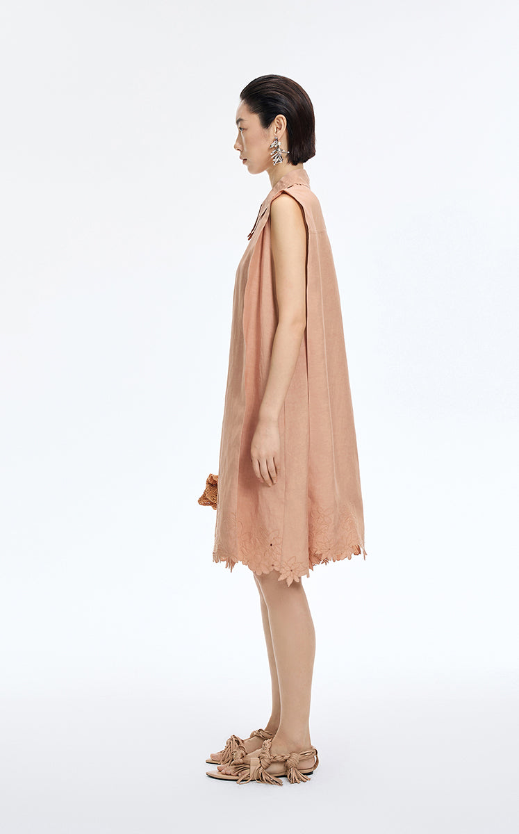 Dress / JNBY Textured Linen-Blend A-Line Sleeveless Dress