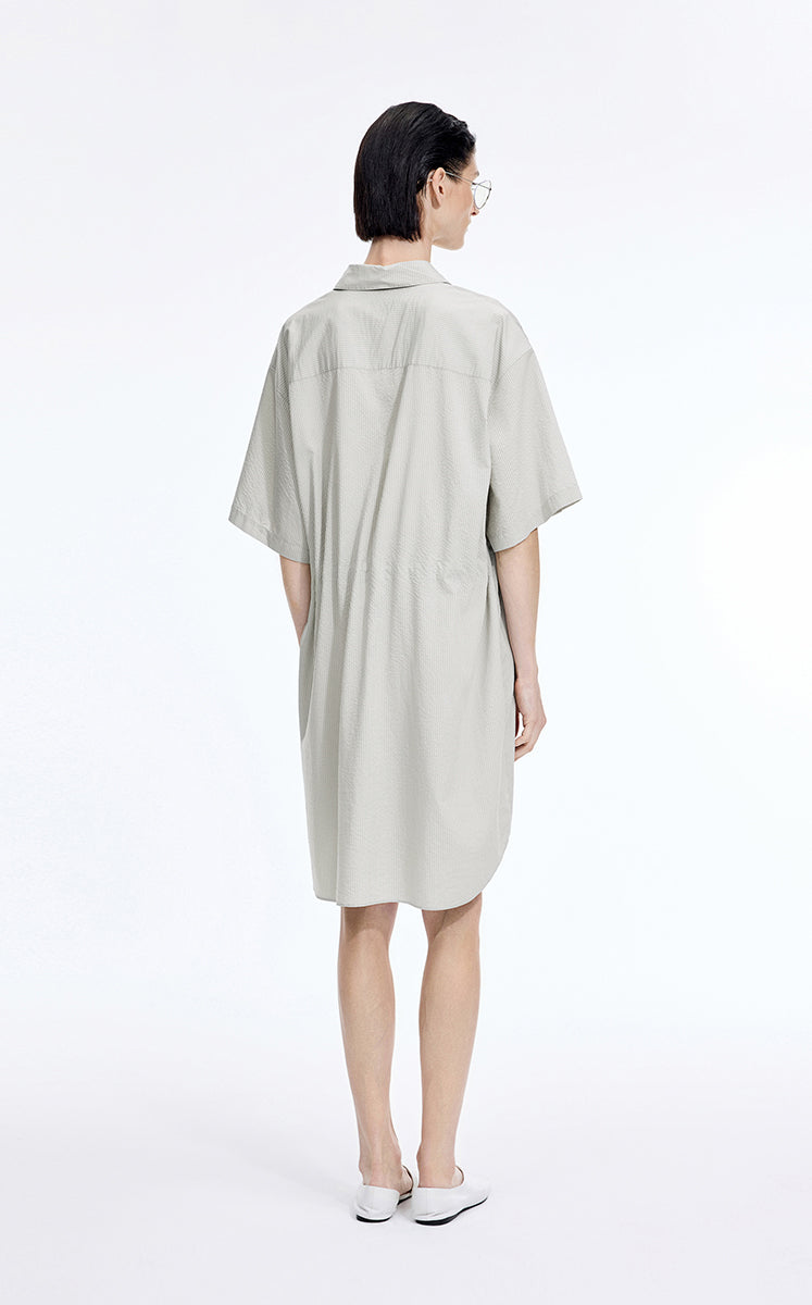 Dress / JNBY Textured Stripe Drawstring Shirt Dress