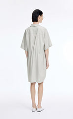 Dress / JNBY Textured Stripe Drawstring Shirt Dress