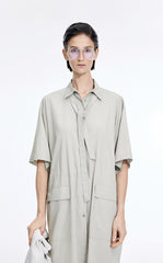 Dress / JNBY Textured Stripe Drawstring Shirt Dress