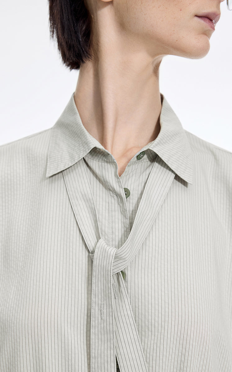 Dress / JNBY Textured Stripe Drawstring Shirt Dress