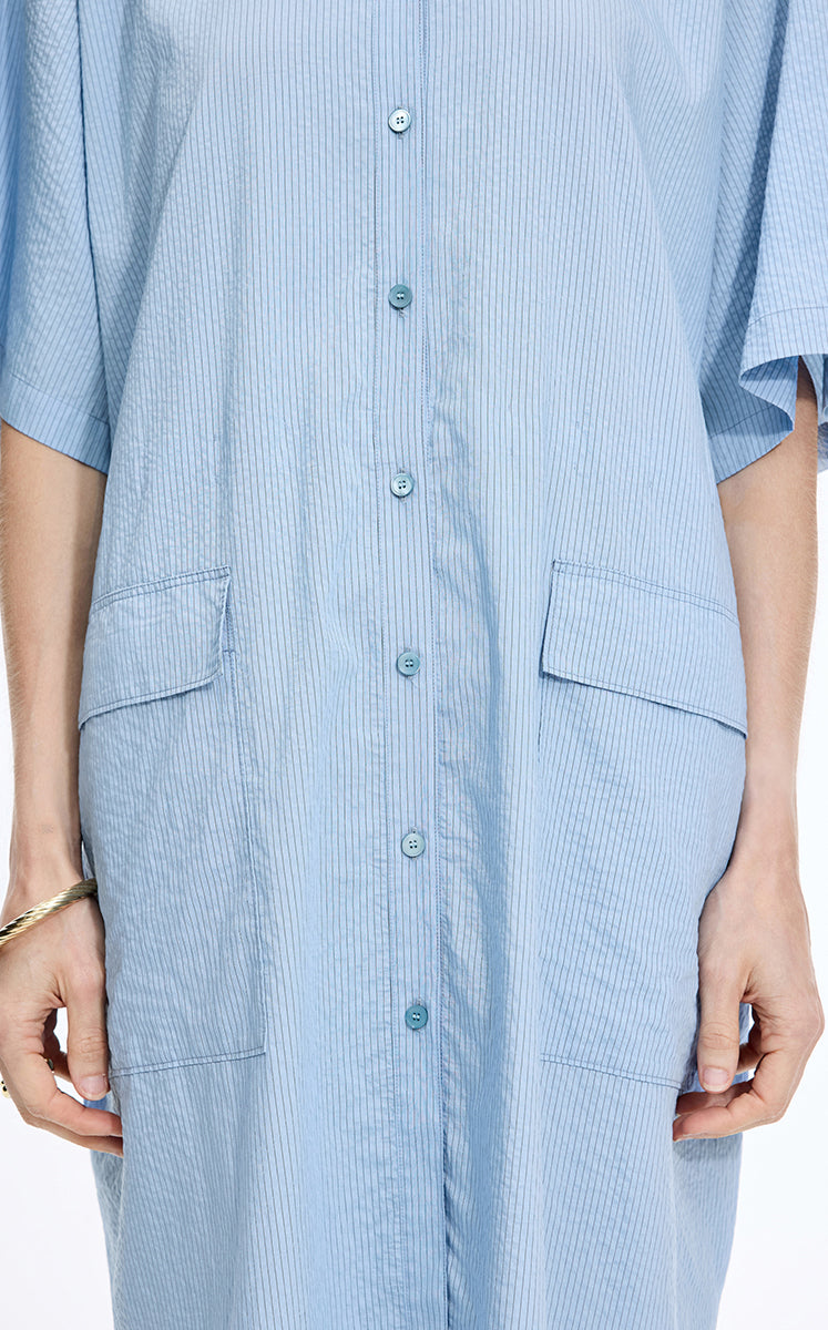 Dress / JNBY Textured Stripe Drawstring Shirt Dress