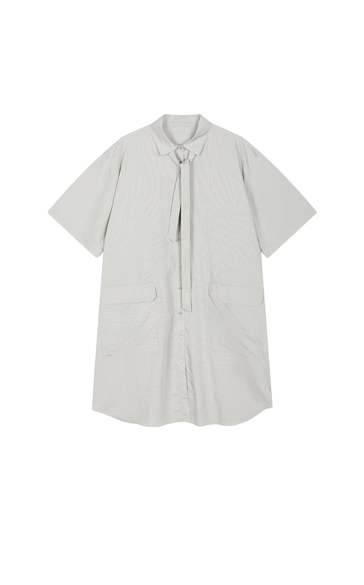 Dress / JNBY Textured Stripe Drawstring Shirt Dress