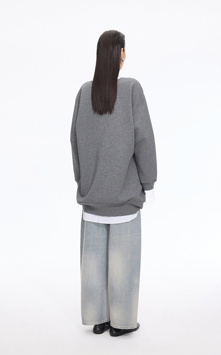 Dress / JNBY V-neck Long-Sleeve Cotton-Blend Dress