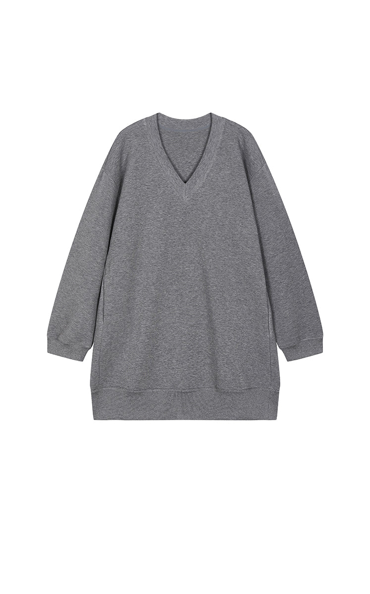 Dress / JNBY V-neck Long-Sleeve Cotton-Blend Dress