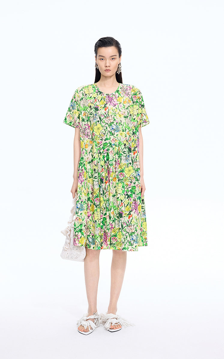 Dress / JNBY Watercolor Floral A-Line Dress