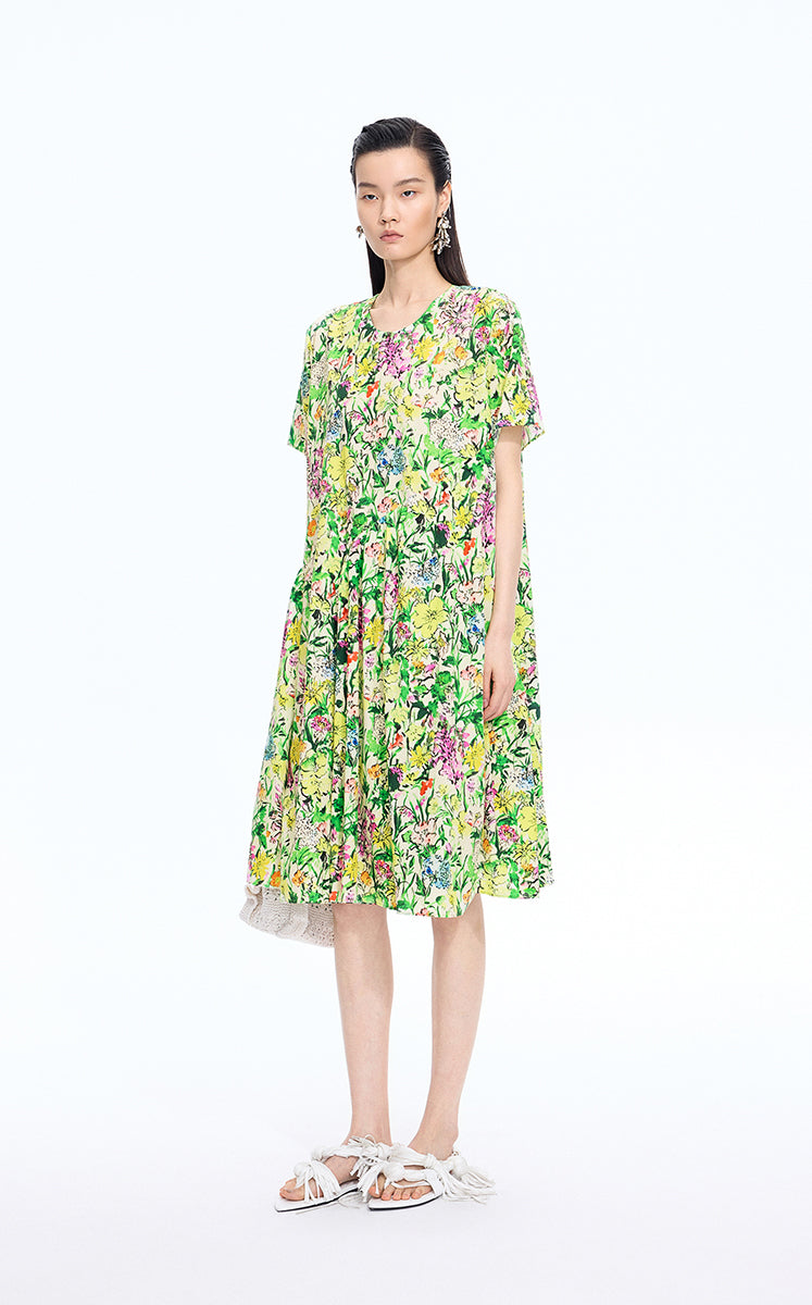 Dress / JNBY Watercolor Floral A-Line Dress