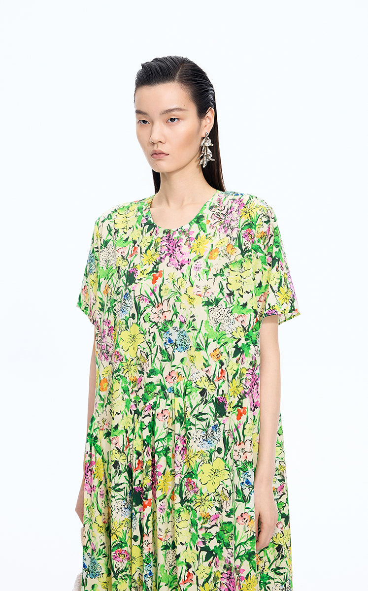 Dress / JNBY Watercolor Floral A-Line Dress