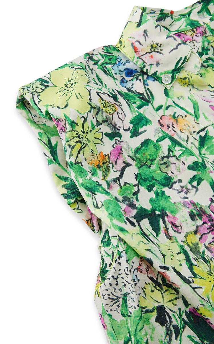 Dress / JNBY Watercolor Floral Sleeveless Shirt Dress