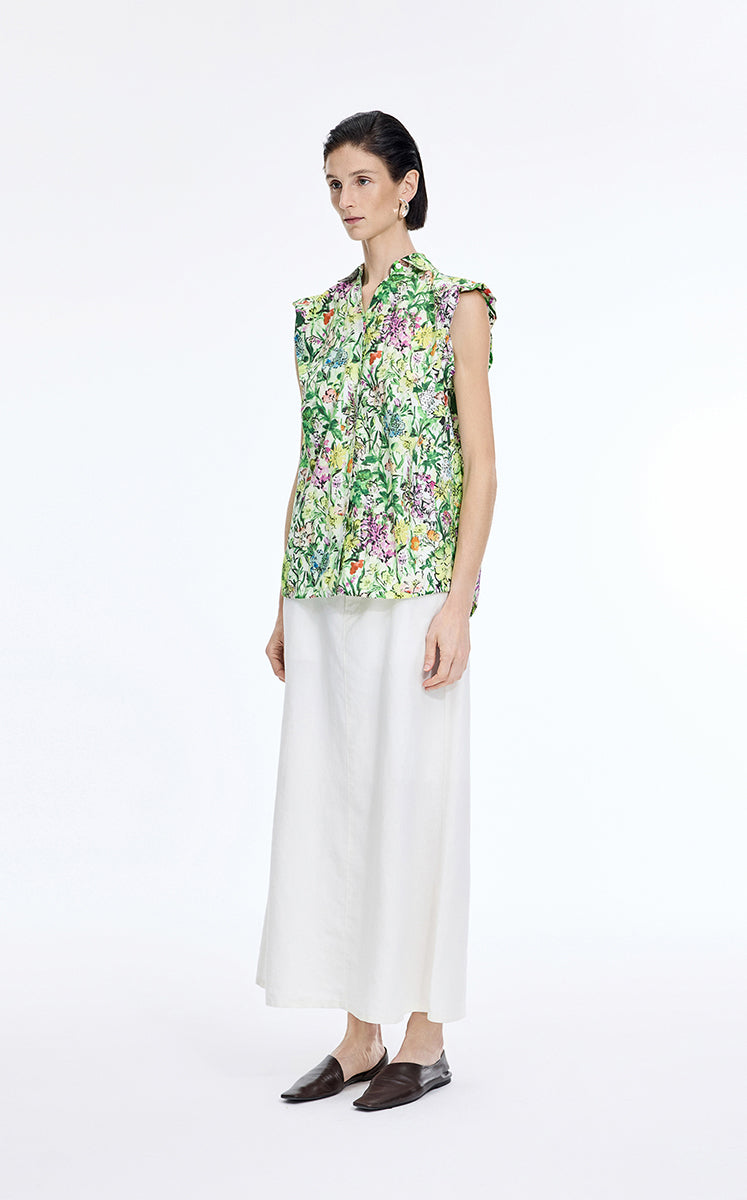 Dress / JNBY Watercolor Floral Sleeveless Shirt Dress