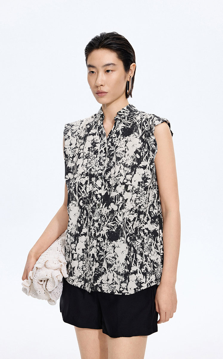 Dress / JNBY Watercolor Floral Sleeveless Shirt Dress