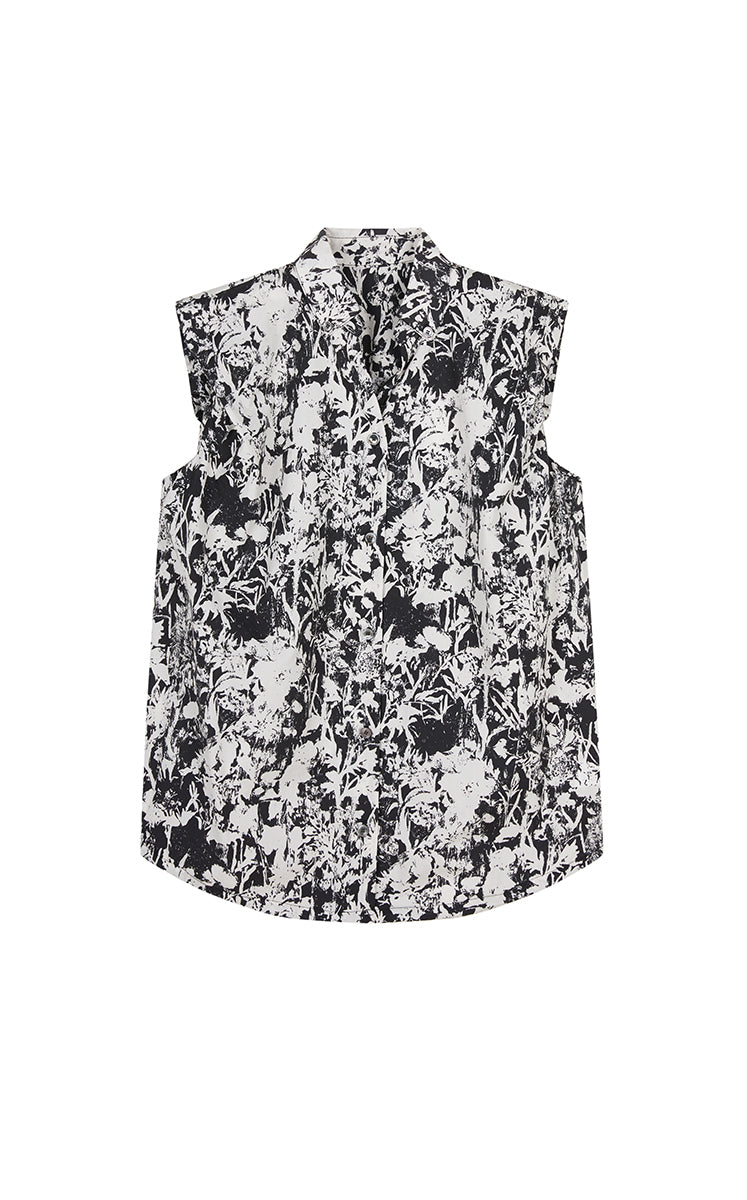Dress / JNBY Watercolor Floral Sleeveless Shirt Dress