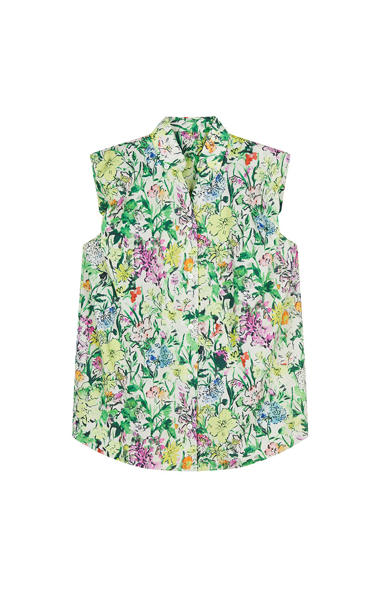 Dress / JNBY Watercolor Floral Sleeveless Shirt Dress