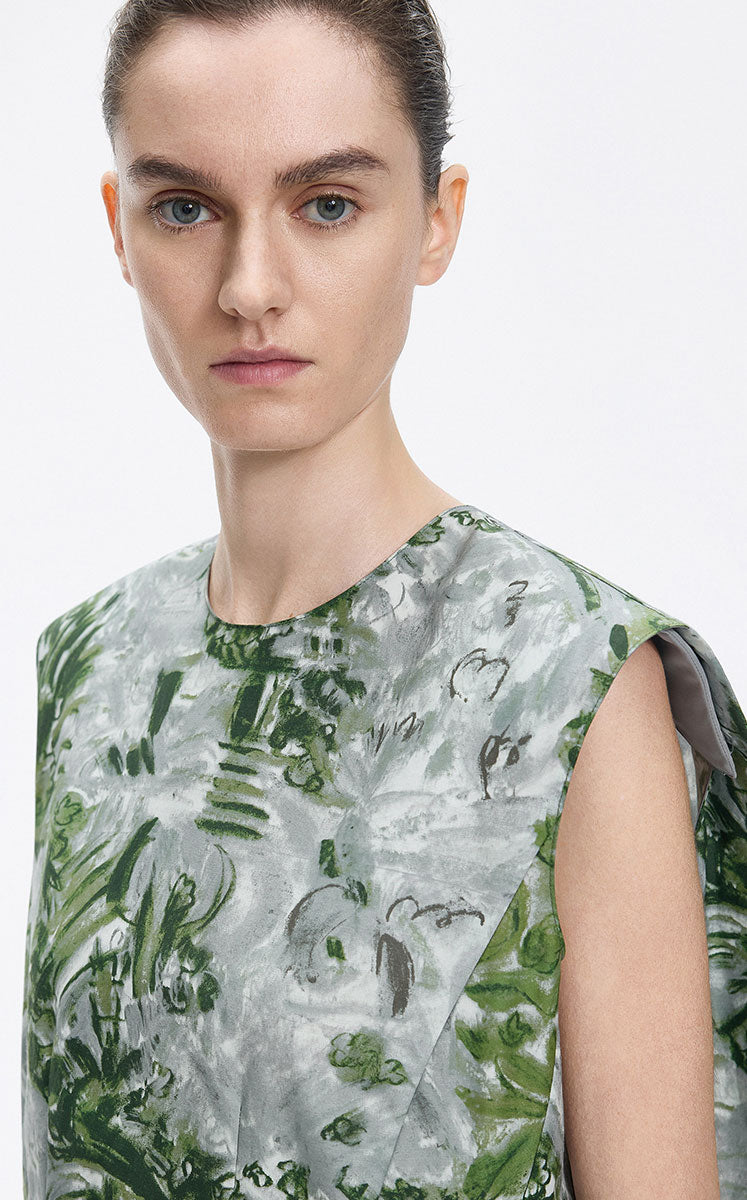 Dress / JNBY Cotton Silk Sleeveless Printed Dress