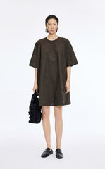 Dress / JNBY Floral Embroidered Cotton A-line Short Sleeve Dress