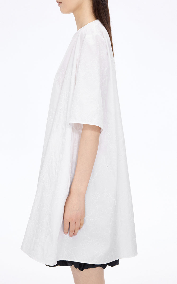 Dress / JNBY Floral Embroidered Cotton A-line Short Sleeve Dress