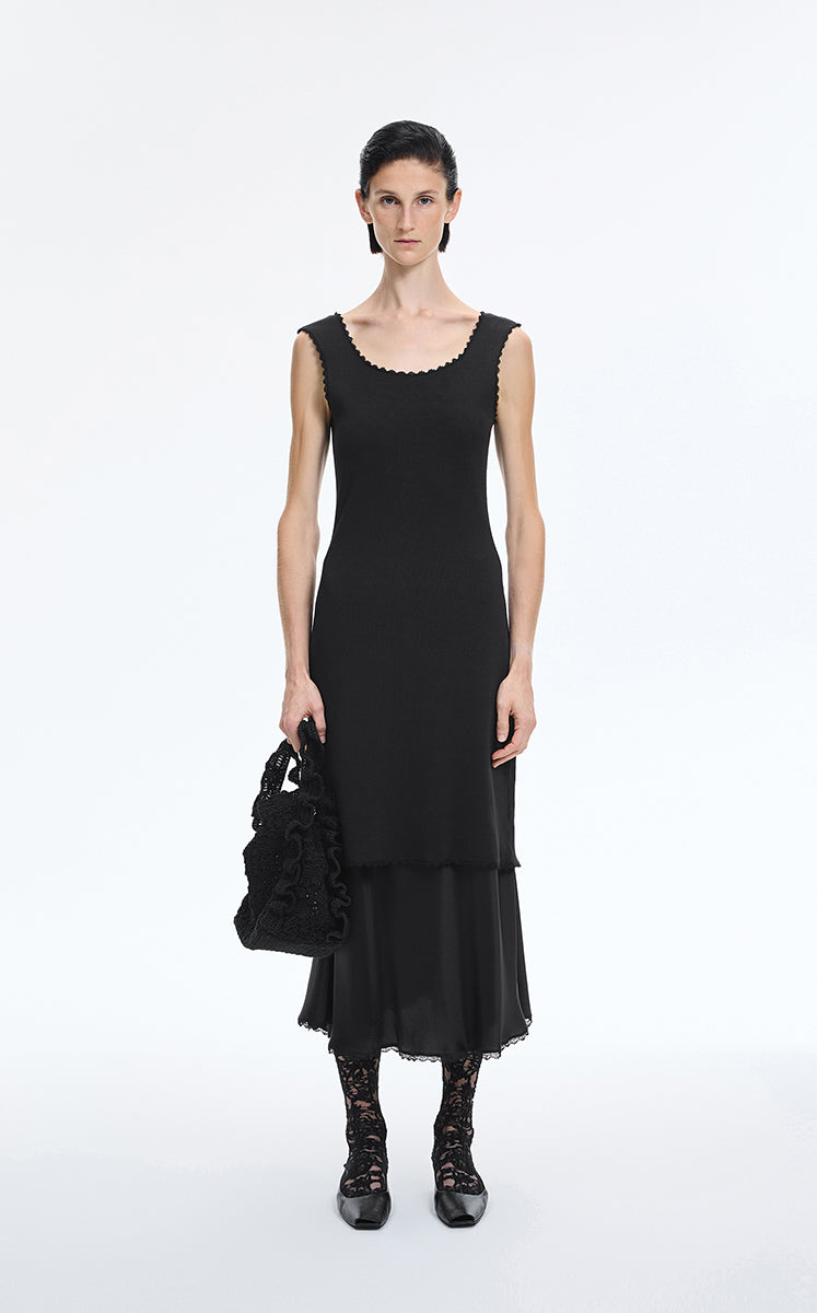 Dress / JNBY Floral Trim Cotton Knit Dress