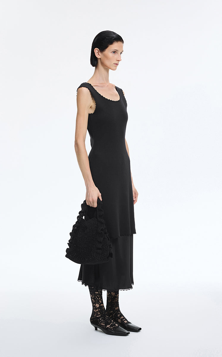 Dress / JNBY Floral Trim Cotton Knit Dress