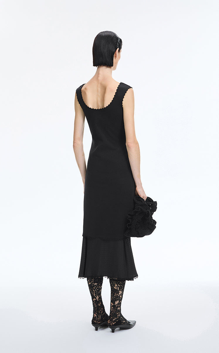 Dress / JNBY Floral Trim Cotton Knit Dress