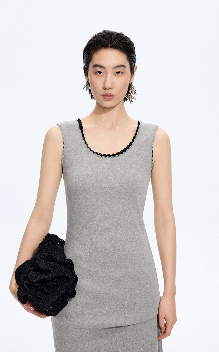 Dress / JNBY Floral Trim Cotton Knit Dress