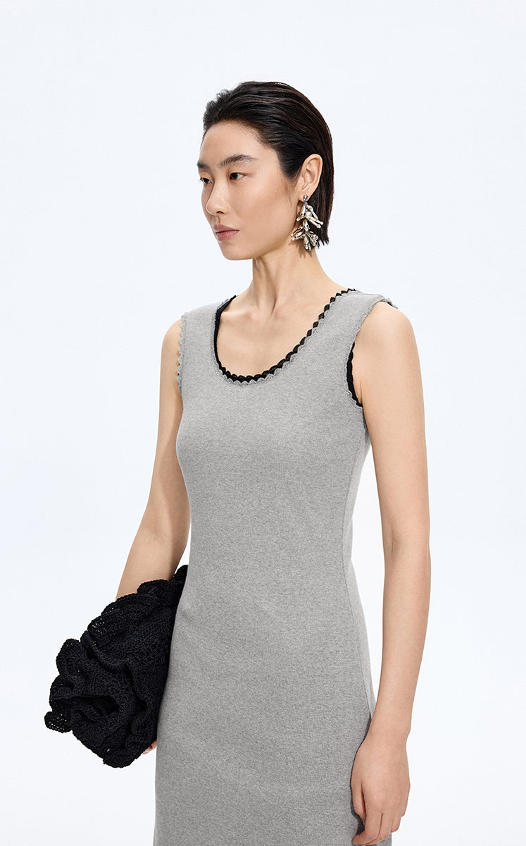 Dress / JNBY Floral Trim Cotton Knit Dress