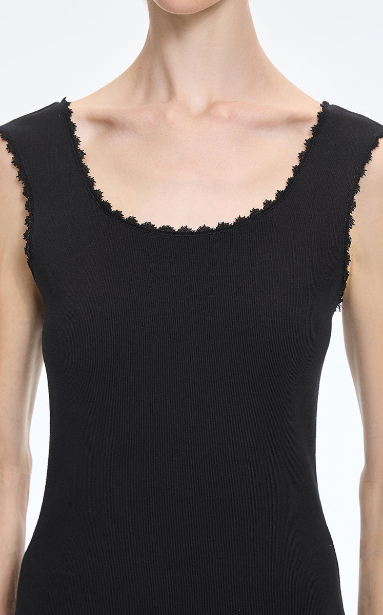 Dress / JNBY Floral Trim Cotton Knit Dress