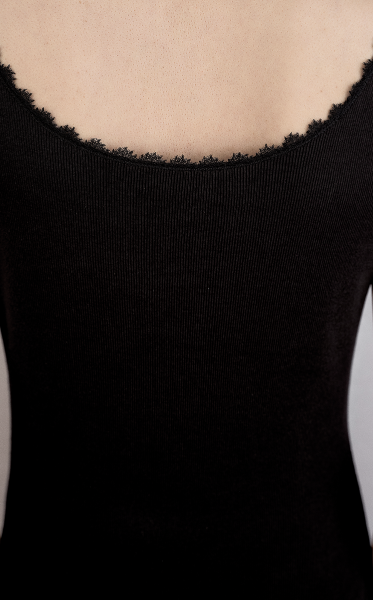 Dress / JNBY Floral Trim Cotton Knit Dress