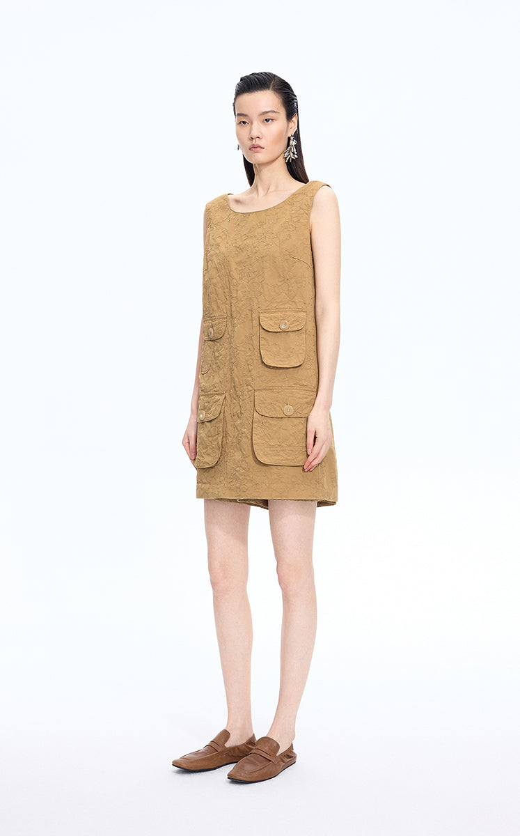 Dress / JNBY Hidden Floral Embroidered Cotton Sleeveless Dress